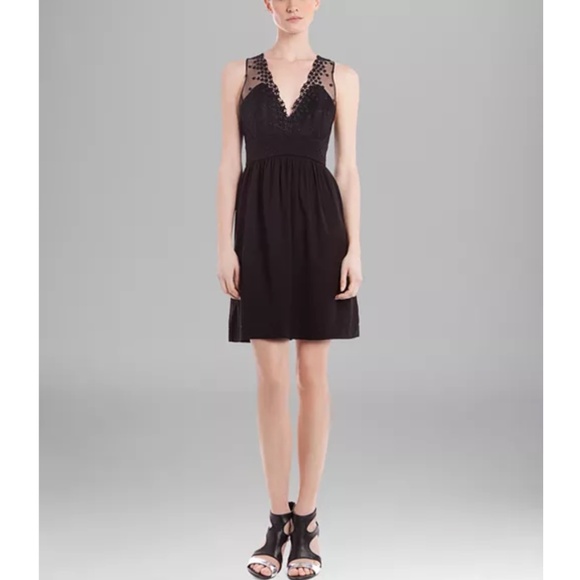 Sandro Rubis Star Embroidered Dress Black Size Large (Sandro Size 3) - Picture 1 of 16